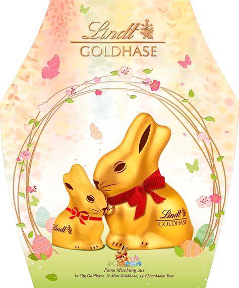 Osterpaket mit Lindt-Produkten und Lindt Goldhase