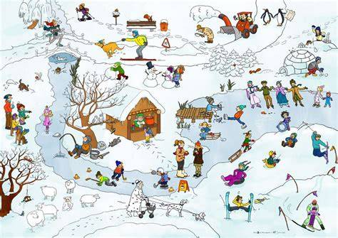 Ostfriesische Winterlandschaft mit Menschen bei Boßeltour