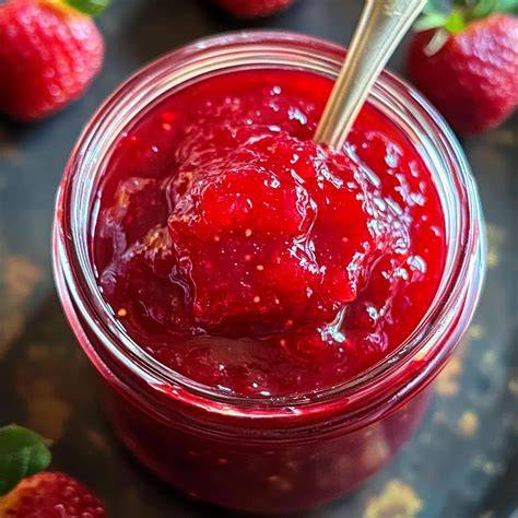 Pürierstab in Erdbeermarmelade