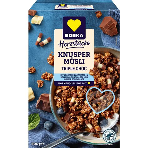 Packung Edeka Müsli Himbeer weiße Schokolade mit Zutatenliste