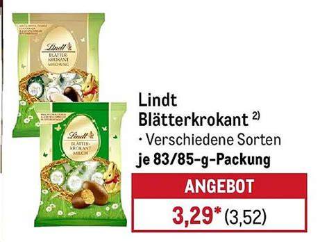 Packung Lindt Blätterkrokant und Kaufland-Logo