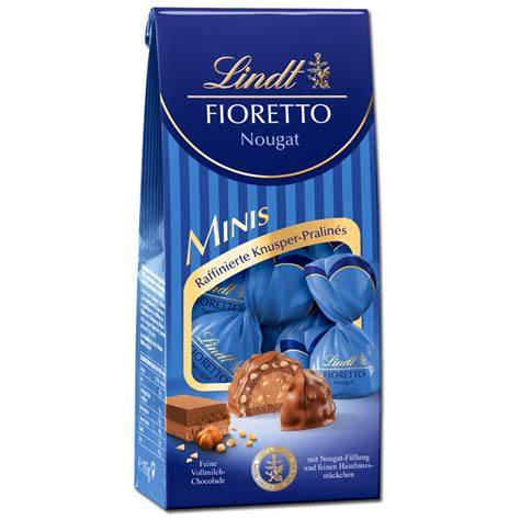 Packung Lindt Fioretto Minis Nougat auf neutralem Hintergrund