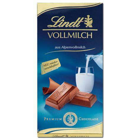 Packung Lindt Vollmilch Schokolade ohne Zucker