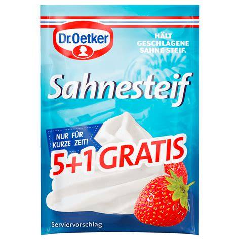 Packung Sahnespray/Sahnesteif und Anwendung