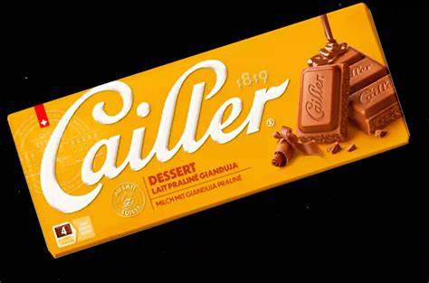 Packung und typische Darstellung der Cailler Honig Nougat Schokolade