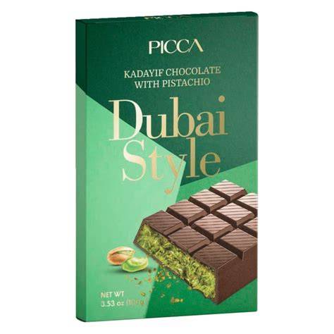 Packungsabbildung PICCA Dubai Style Chocolate mit Chargennummer 18092026