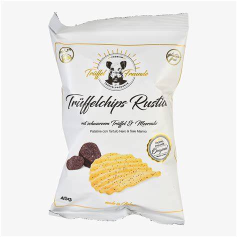 Packungsdesign und Nahaufnahme der Trüffelchips