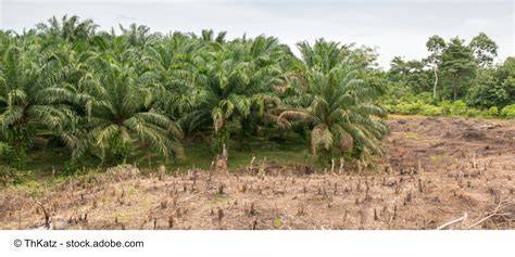 Palmöl-Plantage und Regenwald
