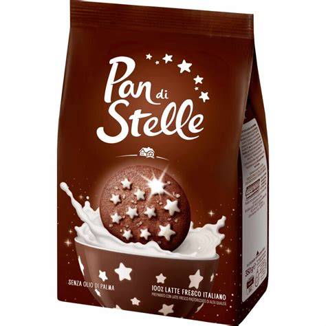 Pan di Stelle Kekse mit den charakteristischen 11 Zuckersternen - Symbol für Kindheit und Genuss
