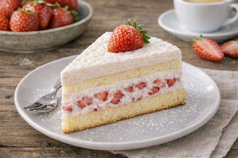 Paradiestorte mit Erdbeeren auf Tortenplatte