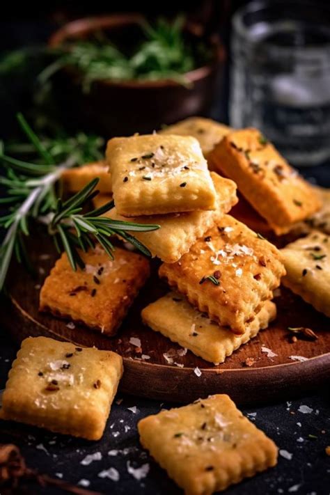 Parmesan und frischer Rosmarin auf Holzbrett, Zutaten für salzige Kekse