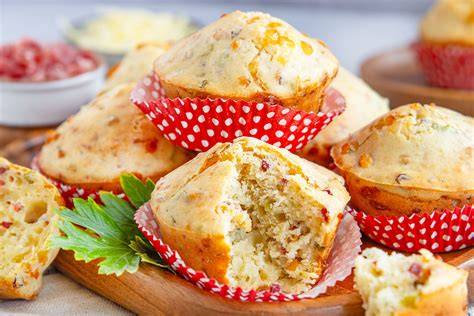Party- und Buffetideen mit verschiedenen herzhaften Kuchenstücken und Muffins