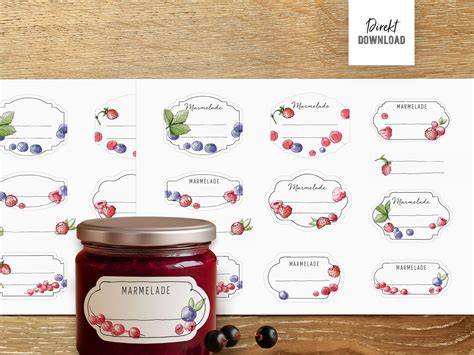 Pastellige Etikettenmotive für Marmeladengläser