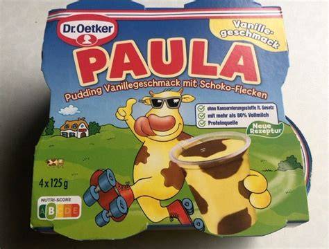 Paula Pudding Verpackung und Zutatenübersicht