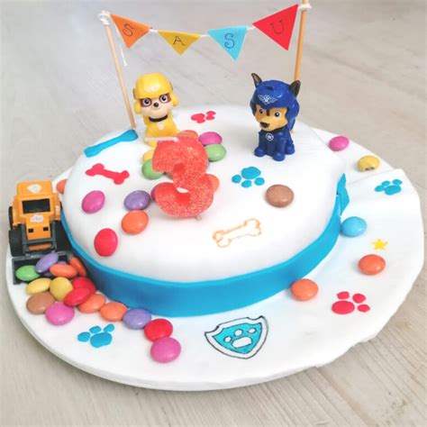 Paw Patrol Torte fertig dekoriert, Ansicht von oben