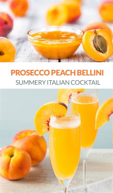 Peach Bellini und andere Prosecco-Cocktails in Gläsern