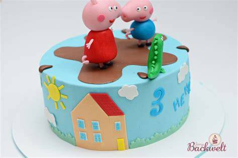 Peppa Wutz Torte Beispiele und Fondant-Deko