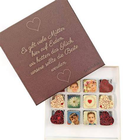 Personalisierte Pralinen mit Sprüchen und individuellen Motiven