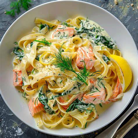 Pfanne mit cremiger Trüffelsauce und Pasta
