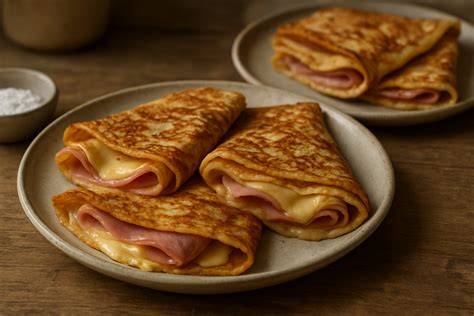 Pfanne mit goldgelben Crêpes