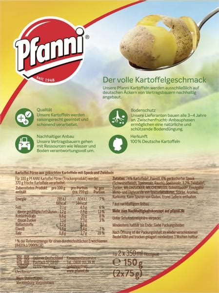 Pfanni Kartoffelpüree Packung und Zutaten