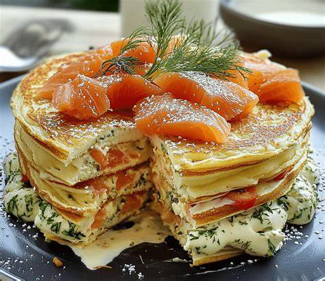 Pfannkuchen-Torte vor dem Überbacken