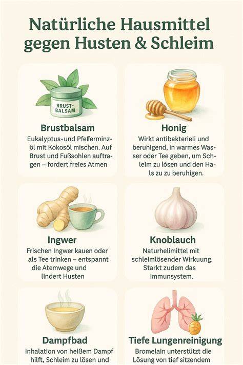 Pfefferminz, Honig, Hausmittel bei Husten - Übersichtsgrafik
