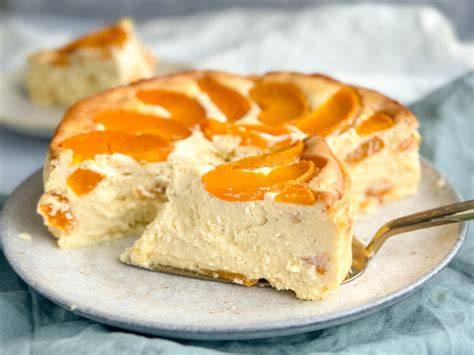 Pfirsich Käsekuchen angeschnitten