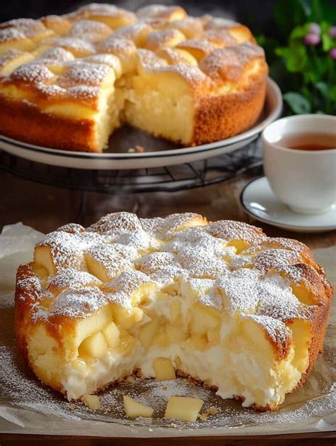 Pfirsichtorte mit Vanillepudding, Zutaten und fertiger Kuchen