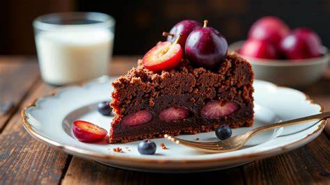 Pflaumen Schoko Torte als feierliches Dessert auf einer Hochzeit