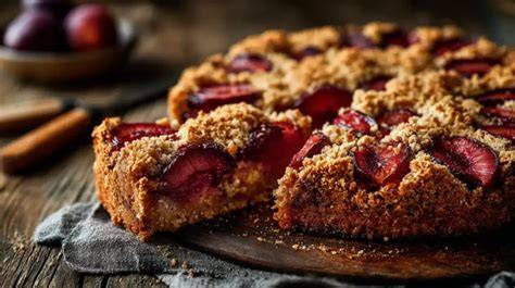 Pflaumenkuchen frisch aus dem Ofen auf dem Blech