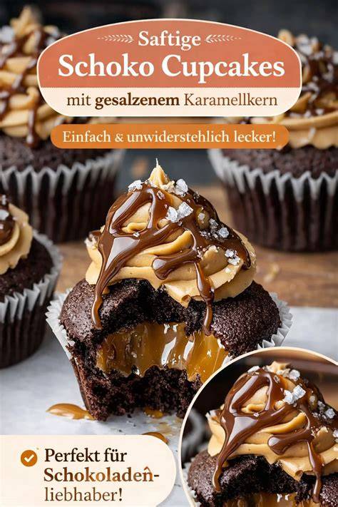 Poke-Cake-Infografik: Löcher stechen, Karamell füllen, Schoko-Frosting, Haselnuss-Topping