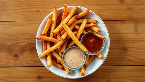 Pommes mit Schokoladensoße auf einem Teller