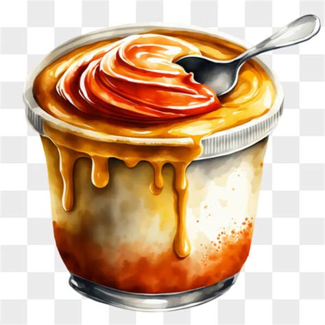 Portioniertes Spekulatius-Eis im Becher mit Karamellsauce