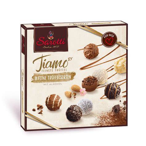 Präsentation der Sarotti Tiamo Trüffel in Schachtel