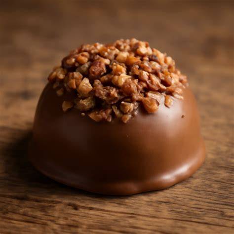 Praline Nahaufnahme: glänzende Oberfläche und Füllung