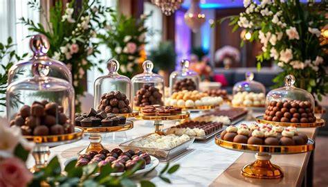 Pralinen auf einer Candy Bar präsentiert