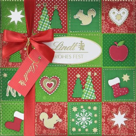 Pralinen und Schokoladensorten der Lindt Frohes Fest Weihnachtsbox
