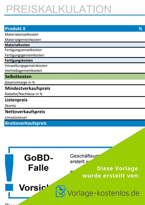 Preiskalkulation Kuchenverkauf Infografik