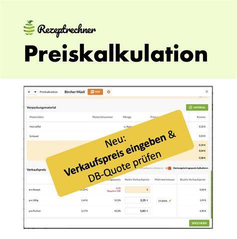 Preiskalkulation mit Rezeptrechner
