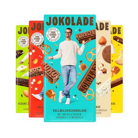 Produktübersicht von Jokolade: Schokoladenriegel, Tafelschokolade, Eiswaffel-Spitzen