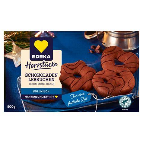 Produktabbildung: Edeka Lebkuchen Herzen Sterne Brezeln Zartbitter Packung 500g