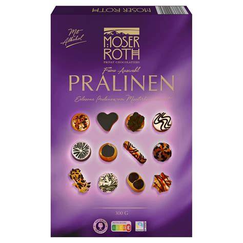 Produktcollage: Moser Roth Tafeln, Pralinen, Saisonprodukte