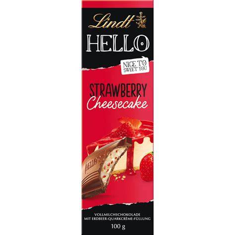 Produktfoto der Lindt Hello Strawberry Cheesecake Schokolade