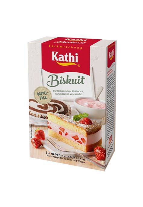 Produktfoto und Verpackungsinhalt der Kathi Biskuit Backmischung 2x130 g