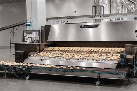 Produktionsstraße: Biskuitböden im Durchlaufofen