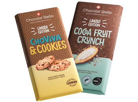 Produktpalette von Stella Bernrain Schokolade in verschiedenen Verpackungen