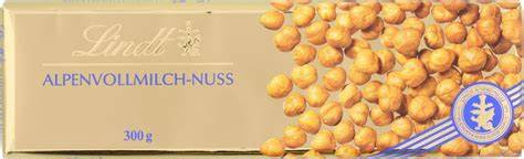 Produktverpackung Lindt Alpenvollmilch Nuss 300g