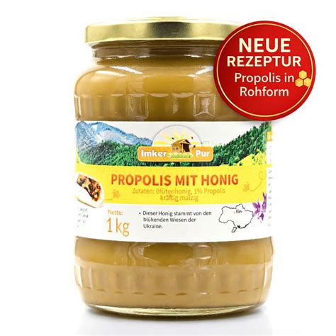 Propolis Honig in Glas mit Honiglöffel
