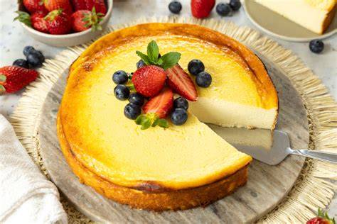 Protein-Käsekuchen mit Vanillepudding-Füllung